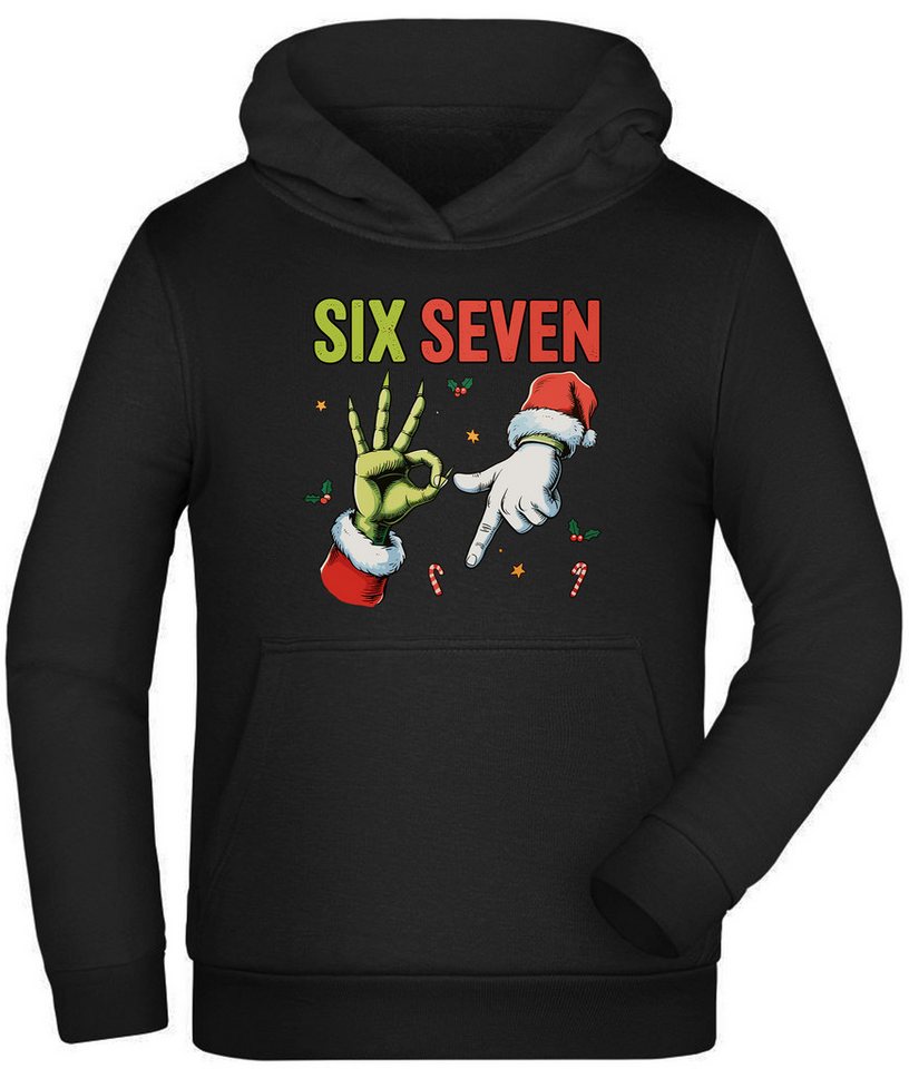 MyDesign24 Hoodie Kinder 67 Weihnachten Kapuzenpullover mit six seven Aufdruck i777 von MyDesign24