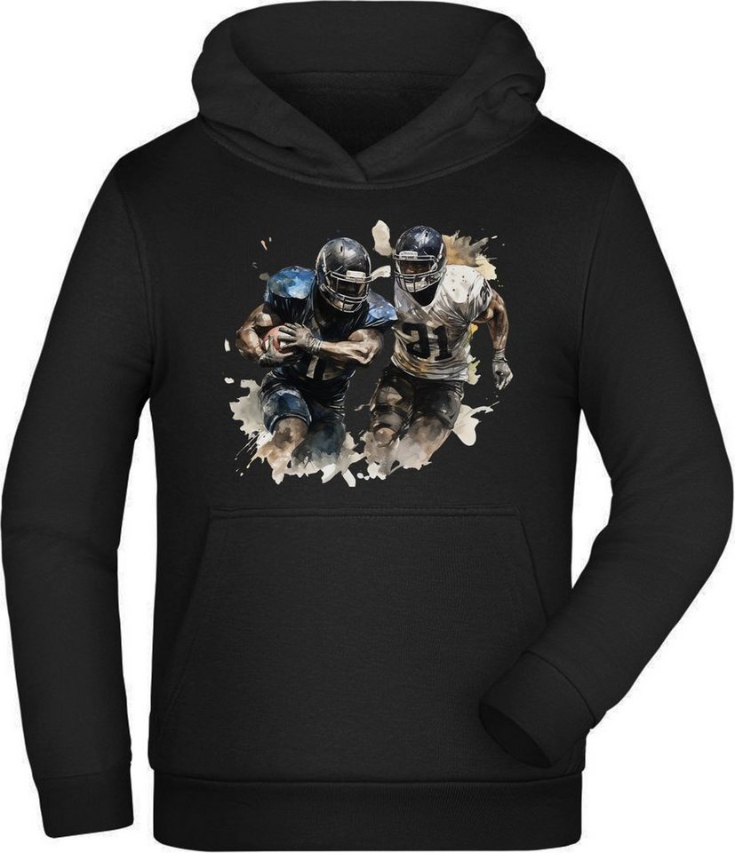 MyDesign24 Hoodie Kinder Kapuzen Sweatshirt - 2 American Football Spieler in Ölfarben Kapuzensweater mit Aufdruck, i504 von MyDesign24