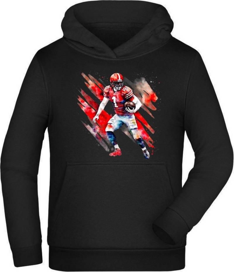 MyDesign24 Hoodie Kinder Kapuzen Sweatshirt - American Football Hoodie in Ölfarben Kapuzensweater mit Aufdruck i488 von MyDesign24