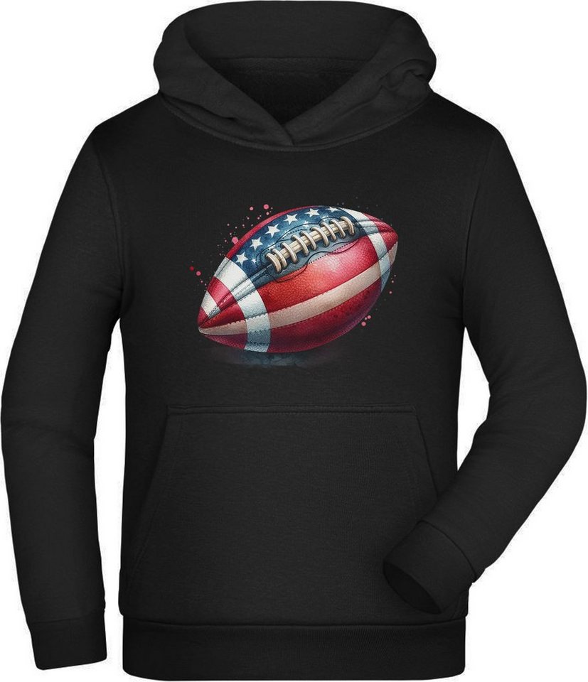 MyDesign24 Hoodie Kinder Kapuzen Sweatshirt - American Football in USA Farben Kapuzensweater mit Aufdruck, i502 von MyDesign24