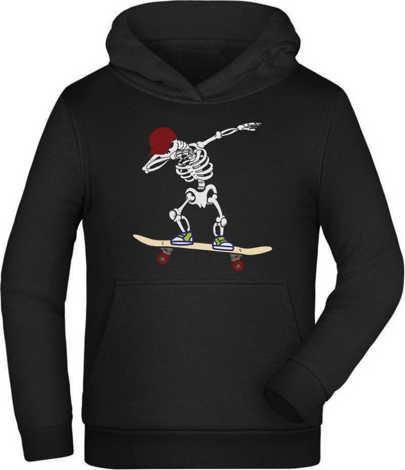 MyDesign24 Hoodie Kinder Kapuzen Sweatshirt - Dab tanzendes Skateboard Skelett Kapuzen Pullover mit Aufdruck i519 von MyDesign24