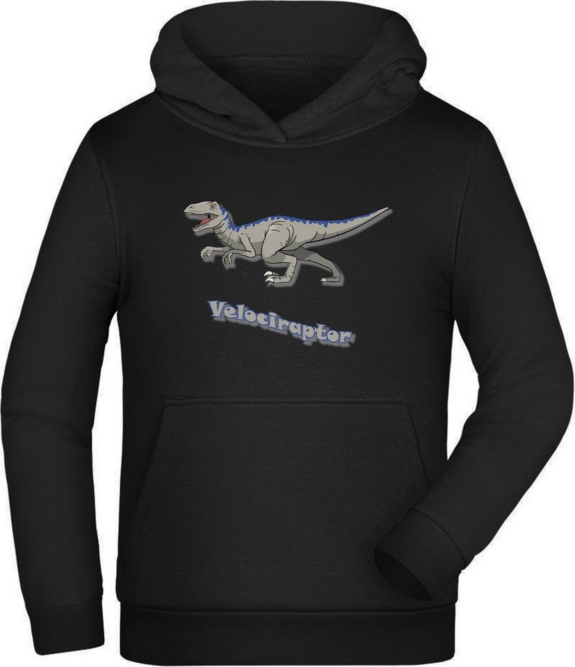 MyDesign24 Hoodie Kinder Kapuzen Sweatshirt - Dino Velociraptor Kapuzensweater mit Aufdruck, i64 von MyDesign24