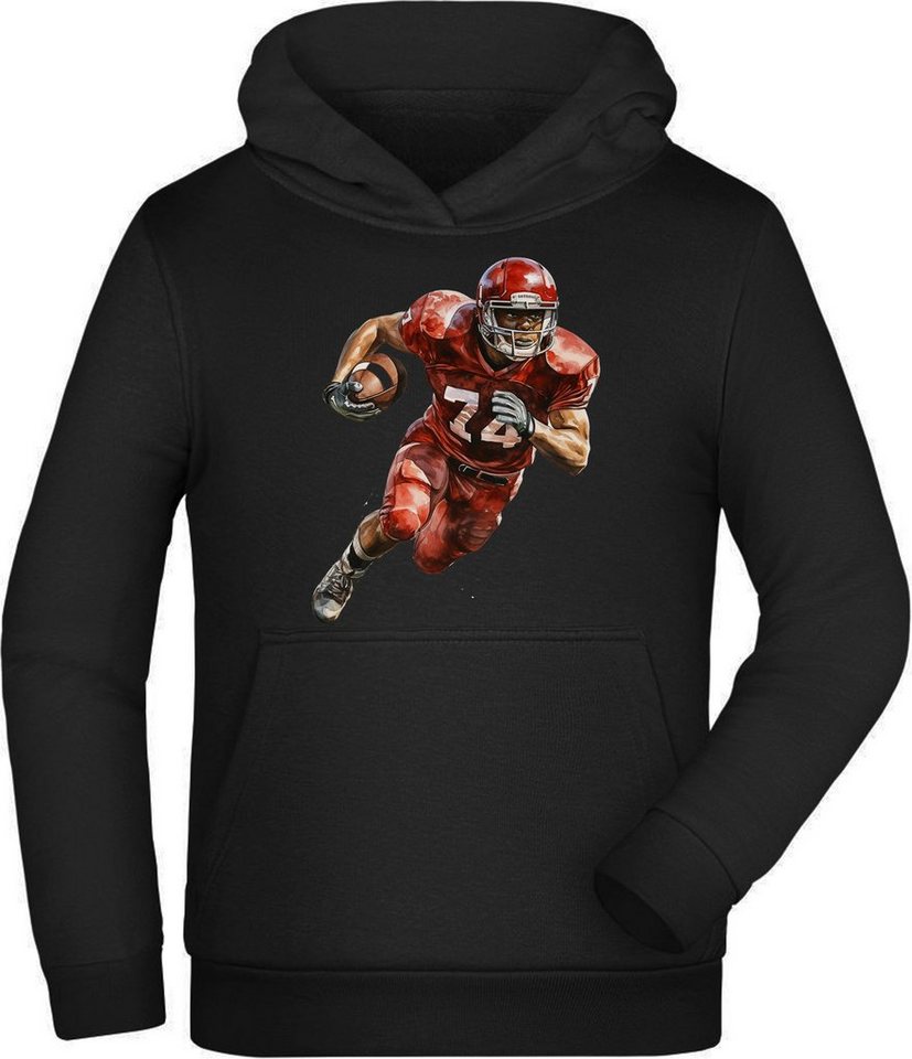 MyDesign24 Hoodie Kinder Kapuzen Sweatshirt - Football Spieler in Ölfarben Optik Kapuzensweater mit Aufdruck, i506 von MyDesign24