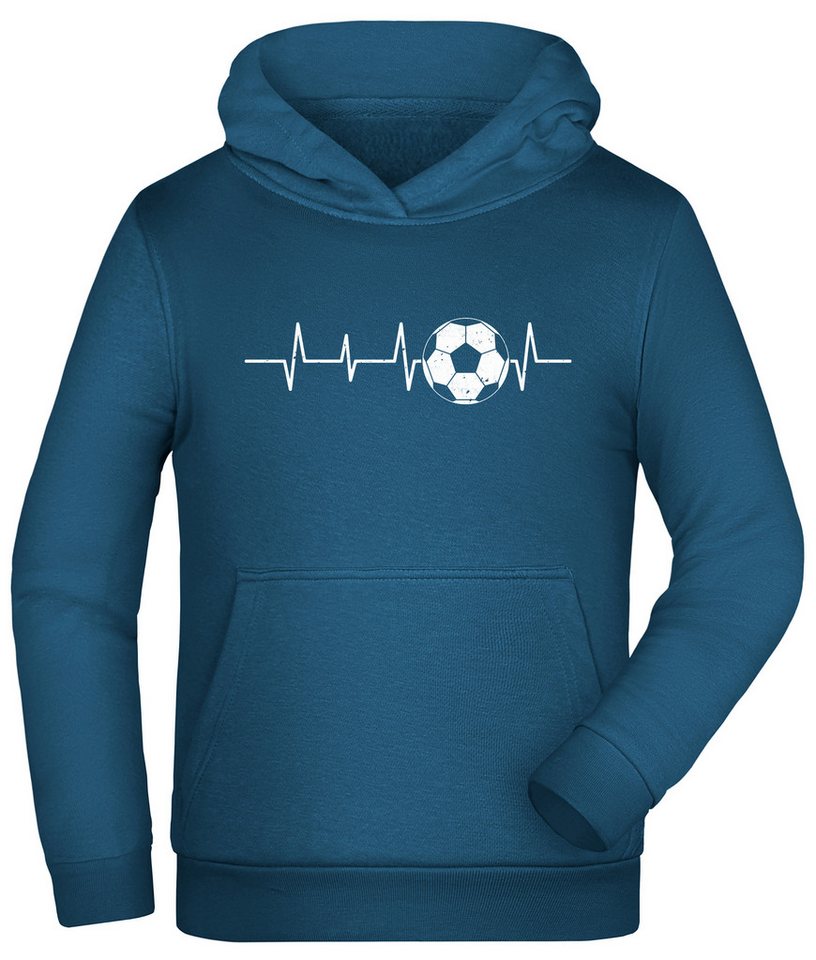 MyDesign24 Hoodie Kinder Kapuzen Sweatshirt - Fußball Herzschlag Kinder Hoodie Kapuzensweater mit Aufdruck i462 von MyDesign24