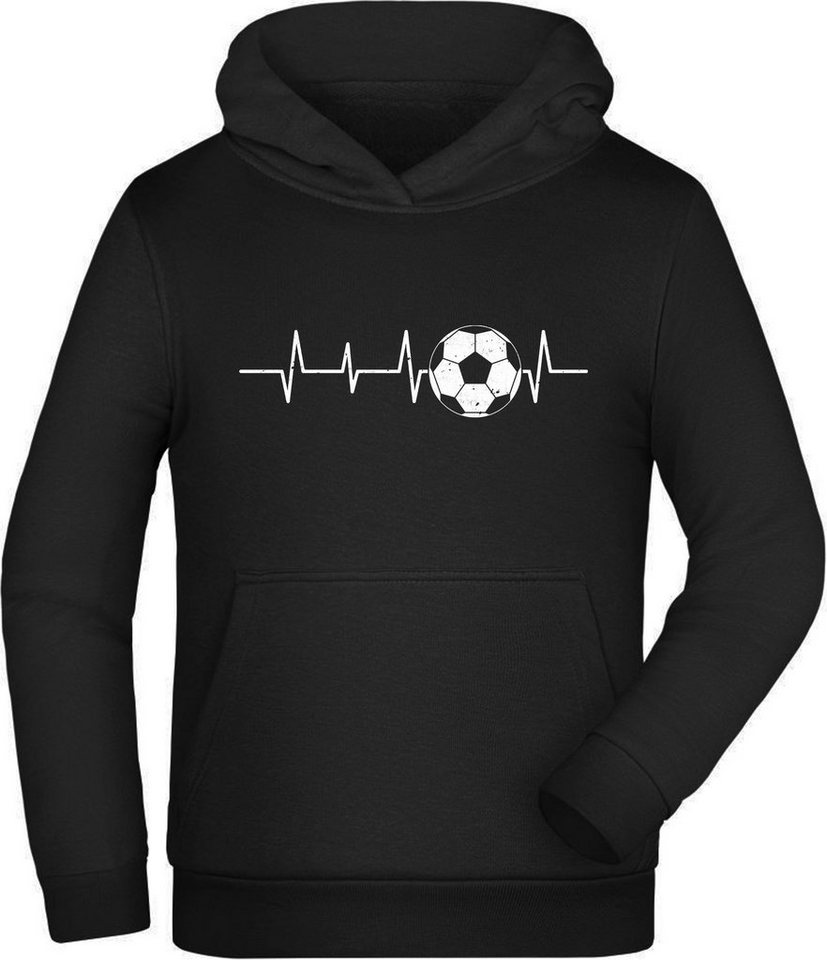 MyDesign24 Hoodie Kinder Kapuzen Sweatshirt - Fußball Herzschlag Kinder Hoodie Kapuzensweater mit Aufdruck, i462 von MyDesign24