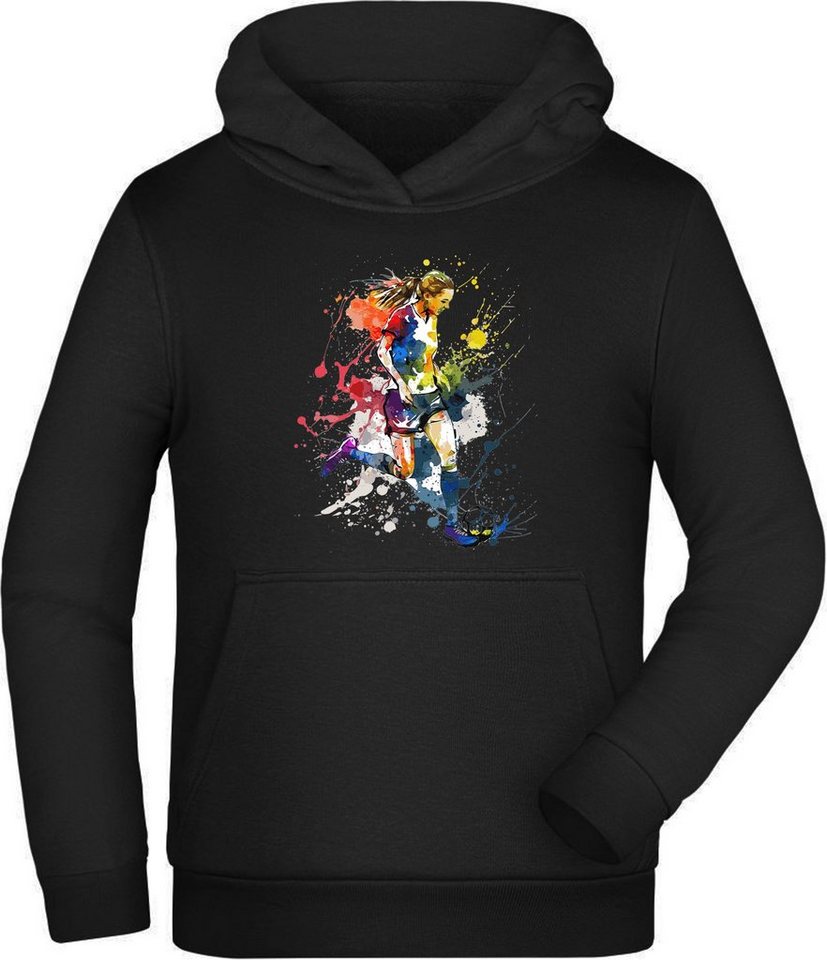 MyDesign24 Hoodie Kinder Kapuzen Sweatshirt - Fußball Hoodie Mädchen in Ölfarben Kapuzensweater mit Aufdruck, i473 von MyDesign24