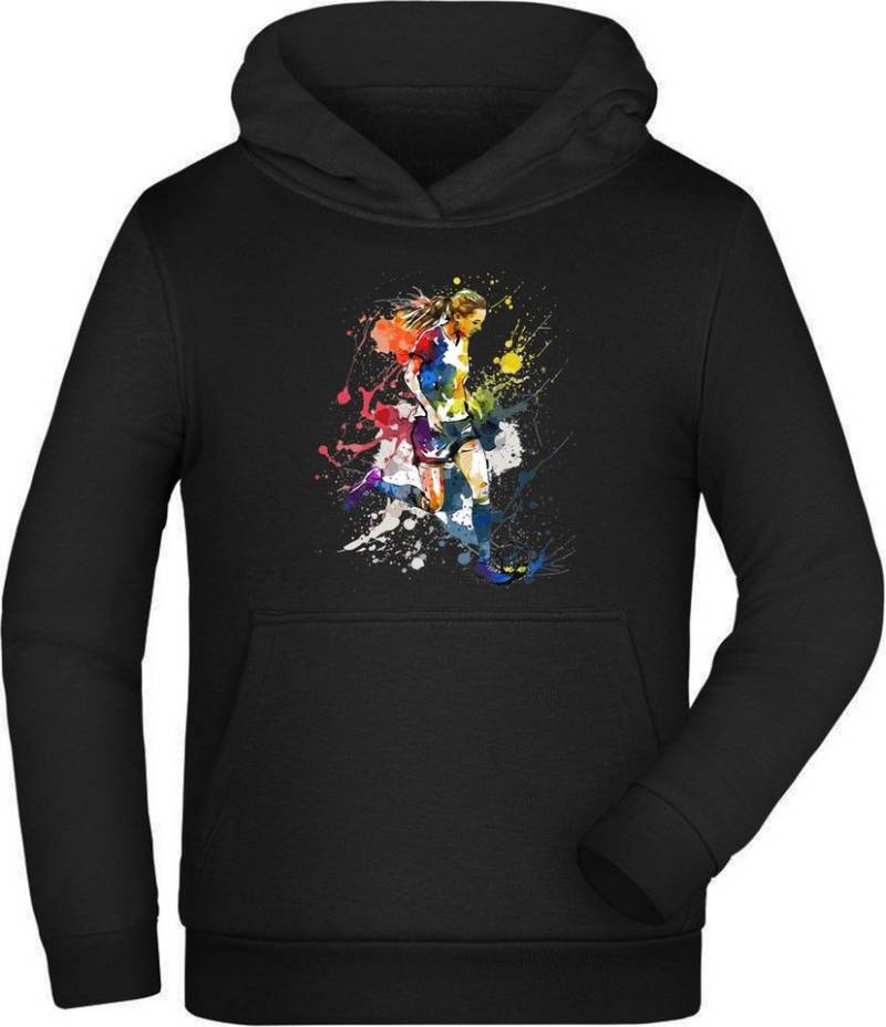 MyDesign24 Hoodie Kinder Kapuzen Sweatshirt - Fußball Hoodie Mädchen in Ölfarben Kapuzensweater mit Aufdruck i473 von MyDesign24