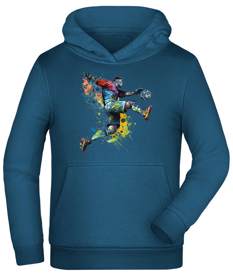 MyDesign24 Hoodie Kinder Kapuzen Sweatshirt - Fußball Hoodie Torwart in Ölfarben Kapuzensweater mit Aufdruck i476 von MyDesign24