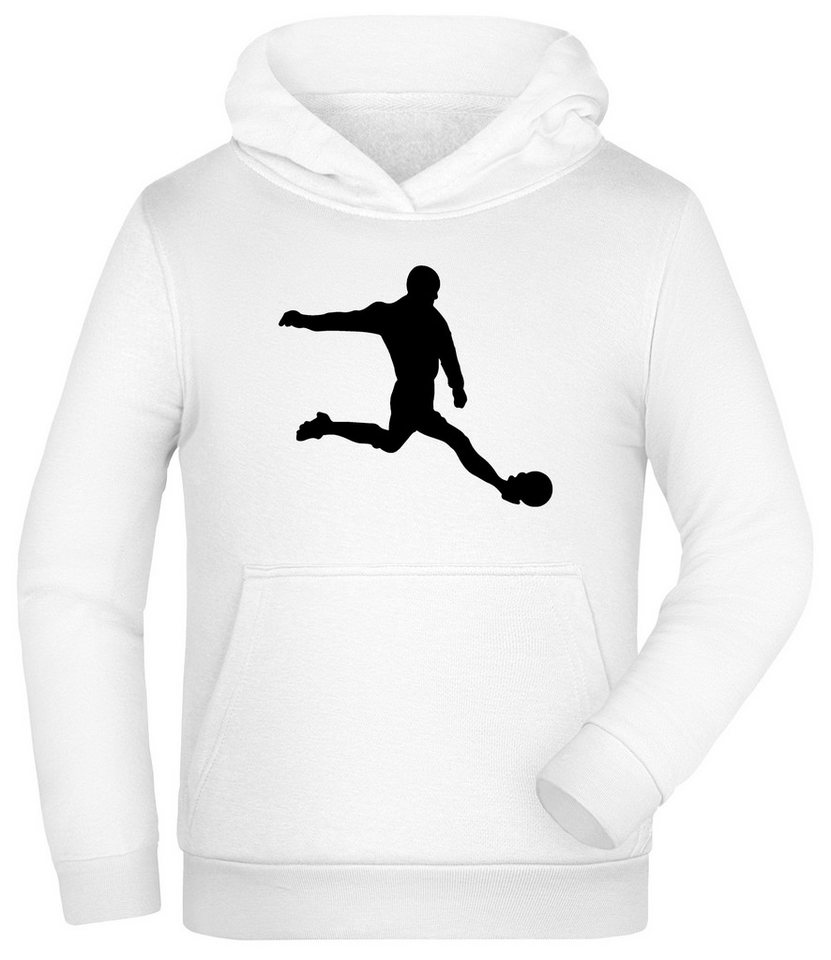 MyDesign24 Hoodie Kinder Kapuzen Sweatshirt - Fußball Hoodie mit Fussballer Silhouette Kapuzensweater mit Aufdruck i463 von MyDesign24