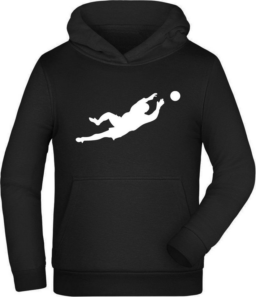 MyDesign24 Hoodie Kinder Kapuzen Sweatshirt - Fußball Hoodie mit Torwart Silhouette Kapuzensweater mit Aufdruck, i464 von MyDesign24