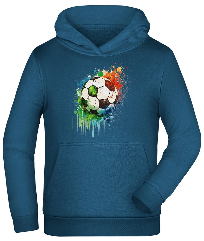 MyDesign24 Hoodie Kinder Kapuzen Sweatshirt - Fußball in Ölfarben Kapuzensweater mit Aufdruck i475 von MyDesign24