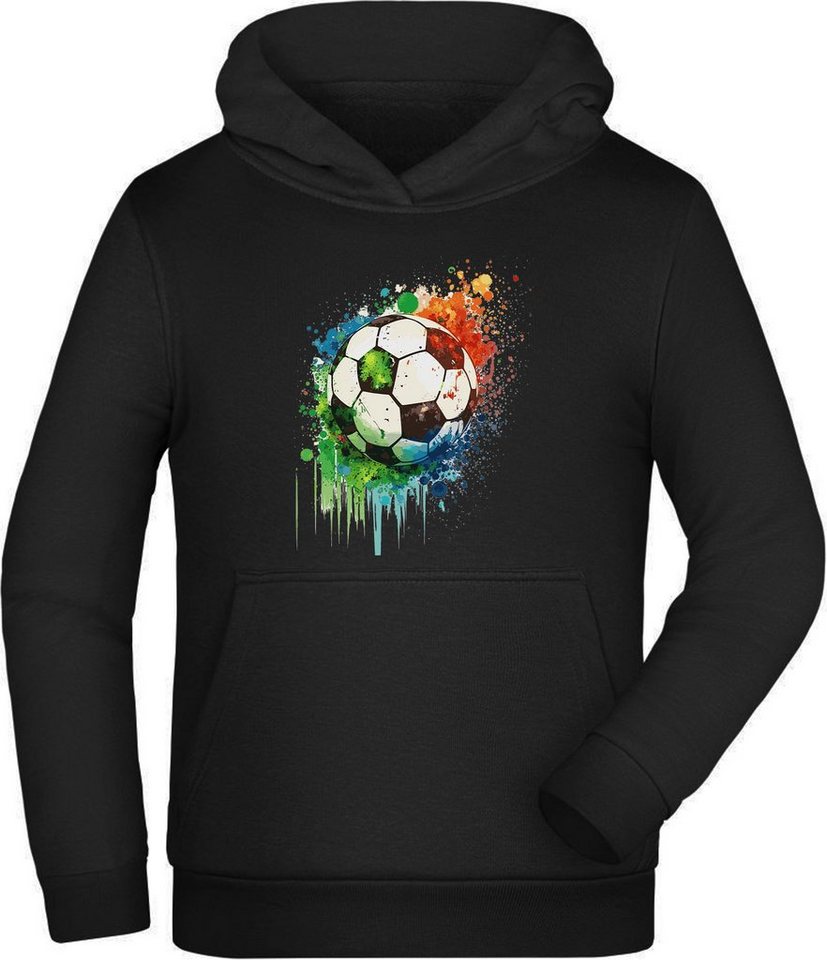 MyDesign24 Hoodie Kinder Kapuzen Sweatshirt - Fußball in Ölfarben Kapuzensweater mit Aufdruck, i475 von MyDesign24