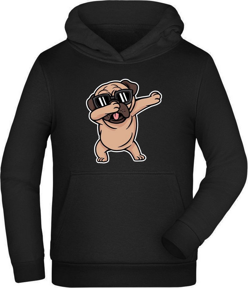 MyDesign24 Hoodie Kinder Kapuzen Sweatshirt Hunde Hoodie dab tanzender Hund Kapuzensweater mit Aufdruck, i238 von MyDesign24