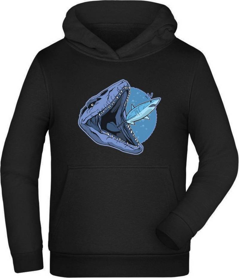 MyDesign24 Hoodie Kinder Kapuzen Sweatshirt - Mosasaurus der einen Hai frisst Kapuzensweater mit Aufdruck i47 von MyDesign24
