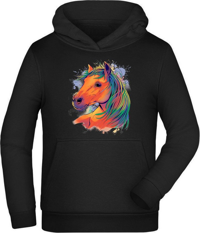 MyDesign24 Hoodie Kinder Kapuzen Sweatshirt Pferde Hoodie Pferdekopf in Ölfarben Kapuzensweater mit Aufdruck i167 von MyDesign24