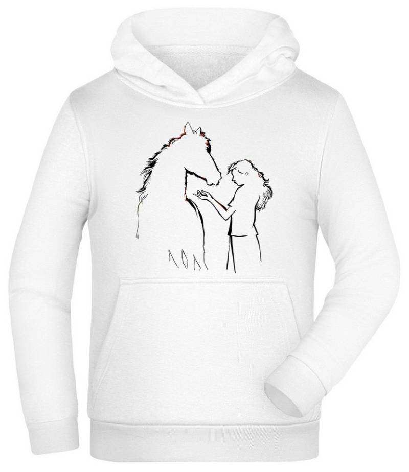 MyDesign24 Hoodie Kinder Kapuzen Sweatshirt - Pferde Hoodie Silhouette mit Frau Kapuzensweater mit Aufdruck i139 von MyDesign24