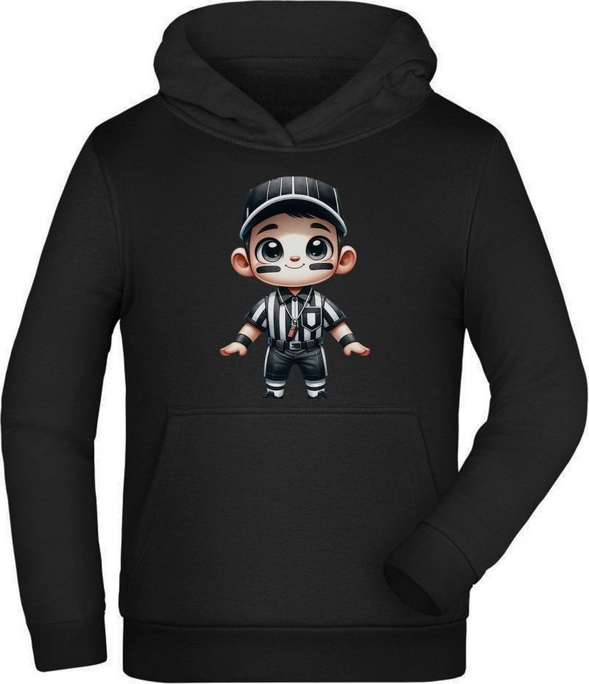 MyDesign24 Hoodie Kinder Kapuzenpulli - American Football Cartoon Schiedsrichter Kapuzensweater mit Aufdruck, i493 von MyDesign24