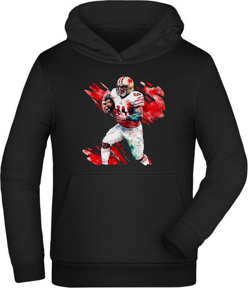 MyDesign24 Hoodie Kinder Kapuzenpullover - American Football Hoodie in Ölfarben Kapuzensweater mit Aufdruck, i489 von MyDesign24