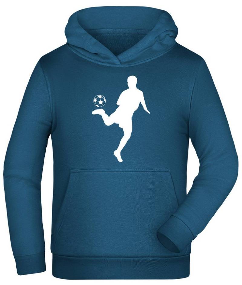 MyDesign24 Hoodie Kinder Kapuzenpullover - Fußball Hoodie mit Fussballer Silhouette Kapuzensweater mit Aufdruck i470 von MyDesign24