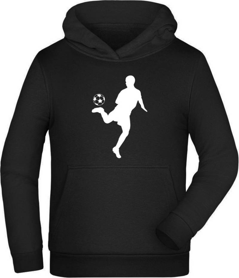 MyDesign24 Hoodie Kinder Kapuzenpullover - Fußball Hoodie mit Fussballer Silhouette Kapuzensweater mit Aufdruck i470 von MyDesign24