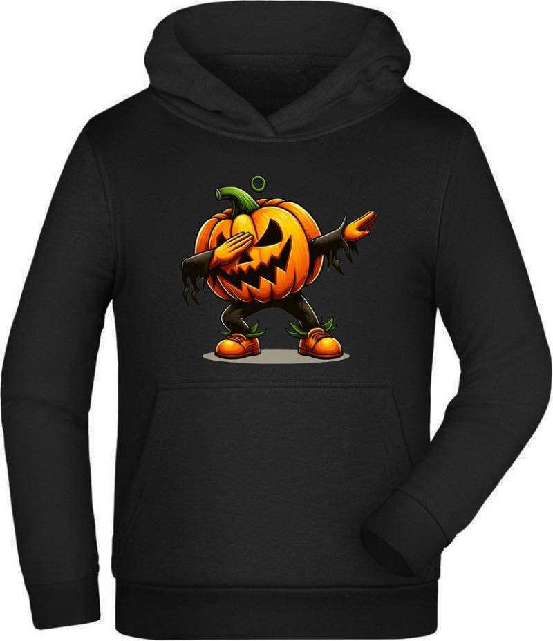 MyDesign24 Hoodie Kinder Kapuzensweater - Dab tanzendes Kürbis Monster Kapuzenpulli mit Aufdruck - Dabbing Kinder Halloween Hoodie i619 von MyDesign24