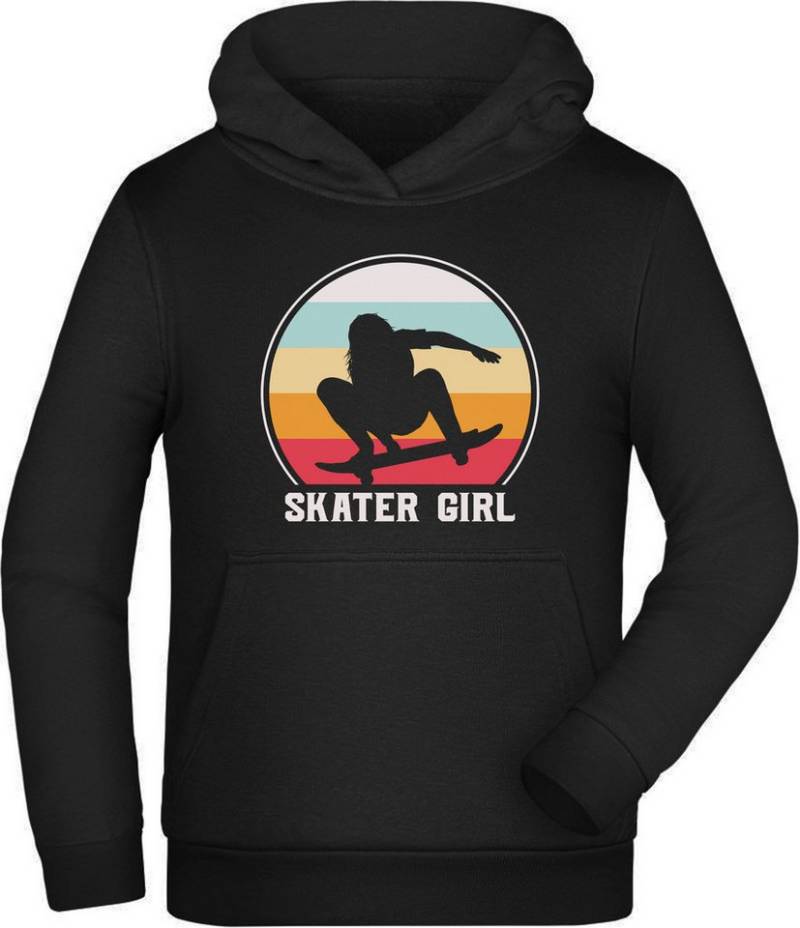 MyDesign24 Hoodie Kinder Kapuzensweater - Springende Skaterin mit Skater Girl Kapuzenpulli mit Aufdruck i544 von MyDesign24