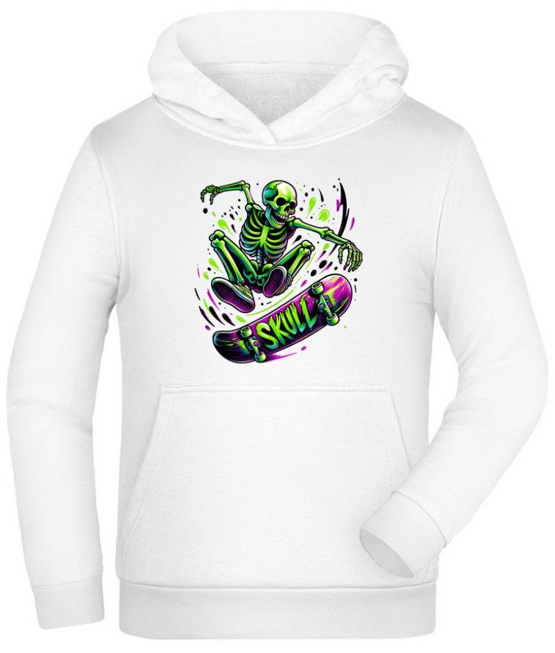 MyDesign24 Hoodie Kinder Kapuzensweater - Springender Skelett Skateboarder Kapuzenpulli mit Aufdruck i538 von MyDesign24