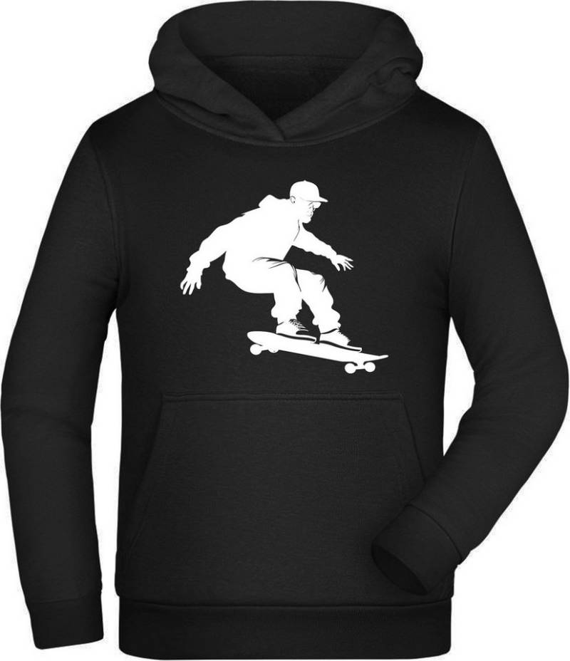 MyDesign24 Hoodie Kinder Skater Kapuzen Pulli Silhouette Springender Skateboarder Kapuzensweater i718 von MyDesign24