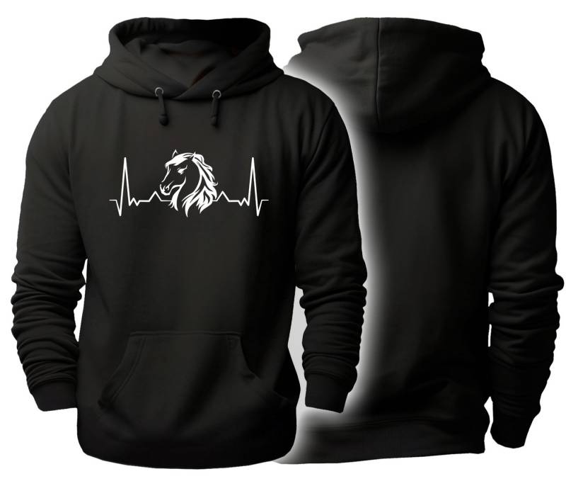 MyDesign24 Hoodie Pferde Kapuzen Pulli - Pferdekopf mit Herzschlaglinie Herren und Damen Kapuzensweater mit Pferde Print i557 von MyDesign24
