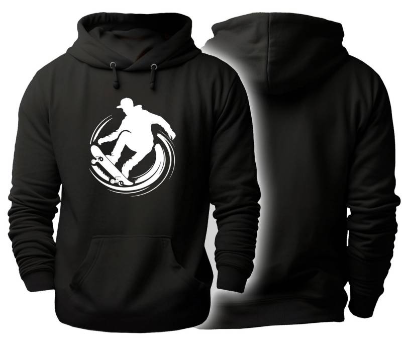 MyDesign24 Hoodie Skater Kapuzen Pulli - Skateboarder Silhouette Herren und Damen Kapuzensweater - Skater Hoodie i720 von MyDesign24