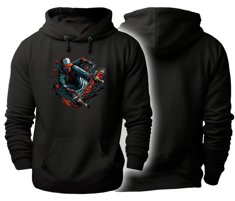 MyDesign24 Hoodie Skater Kapuzen Pulli - springender Skateboarder Herren und Damen Kapuzensweater - Skater Hoodie i694 von MyDesign24