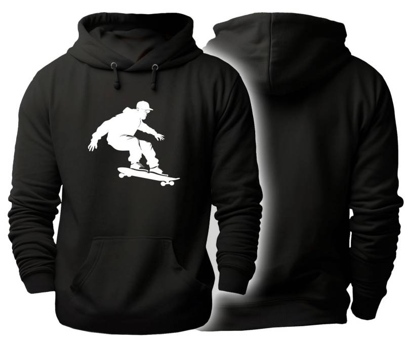 MyDesign24 Hoodie Skater Kapuzen Pulli - springender Skateboarder Silhouette Herren und Damen Kapuzensweater - Skater Hoodie i718 von MyDesign24