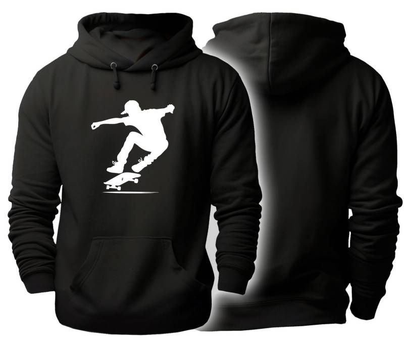 MyDesign24 Hoodie Skater Kapuzen Pulli - springender Skateboarder Silhouette Herren und Damen Kapuzensweater - Skater Hoodie i719 von MyDesign24