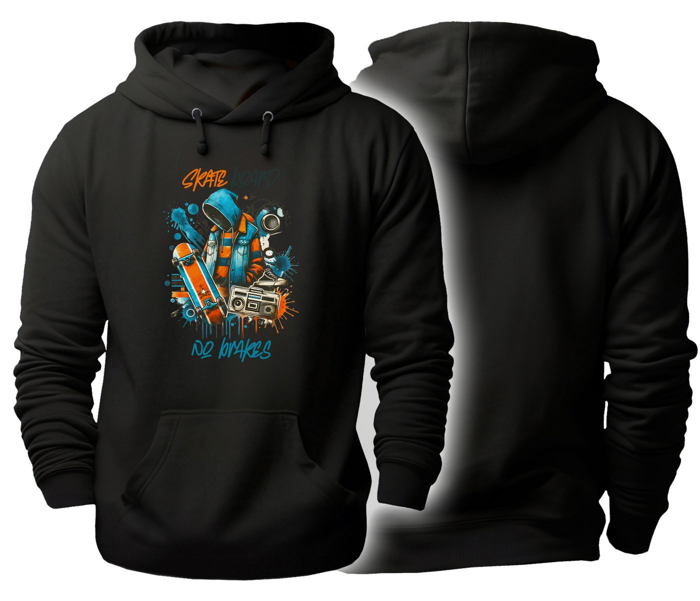 MyDesign24 Kapuzensweatshirt Herren und Damen Hoodie - No Brakes Skater Pullover i533 von MyDesign24