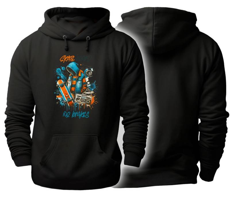 MyDesign24 Kapuzensweatshirt Herren und Damen Hoodie - No Brakes Skater Pullover i533 von MyDesign24