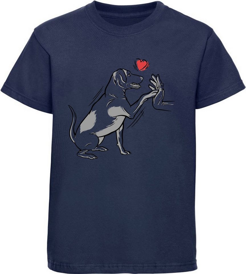 MyDesign24 Print-Shirt Kinder Hunde T-Shirt bedruckt - Labrador gibt Pfötchen Baumwollshirt mit Aufdruck, i234 von MyDesign24