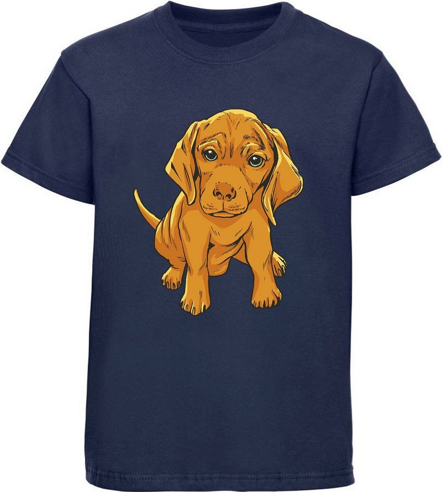 MyDesign24 Print-Shirt Kinder Hunde T-Shirt bedruckt - Süßer Welpe Baumwollshirt mit Aufdruck, i230 von MyDesign24