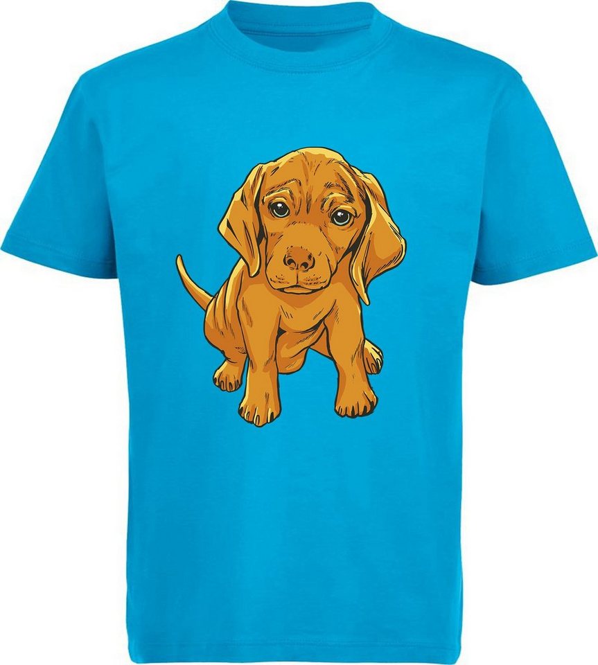 MyDesign24 Print-Shirt Kinder Hunde T-Shirt bedruckt - Süßer Welpe Baumwollshirt mit Aufdruck, i230 von MyDesign24