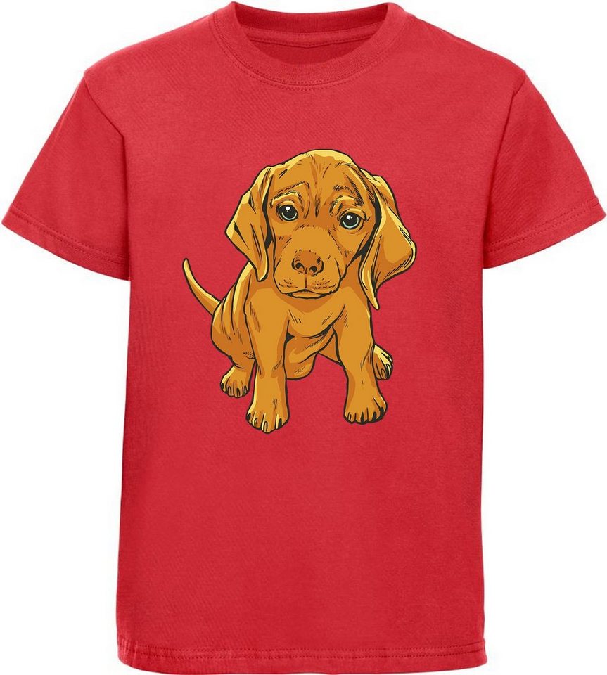 MyDesign24 Print-Shirt Kinder Hunde T-Shirt bedruckt - Süßer Welpe Baumwollshirt mit Aufdruck, i230 von MyDesign24