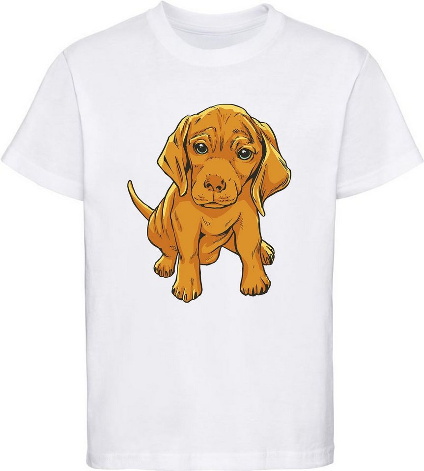 MyDesign24 Print-Shirt Kinder Hunde T-Shirt bedruckt - Süßer Welpe Baumwollshirt mit Aufdruck, i230 von MyDesign24