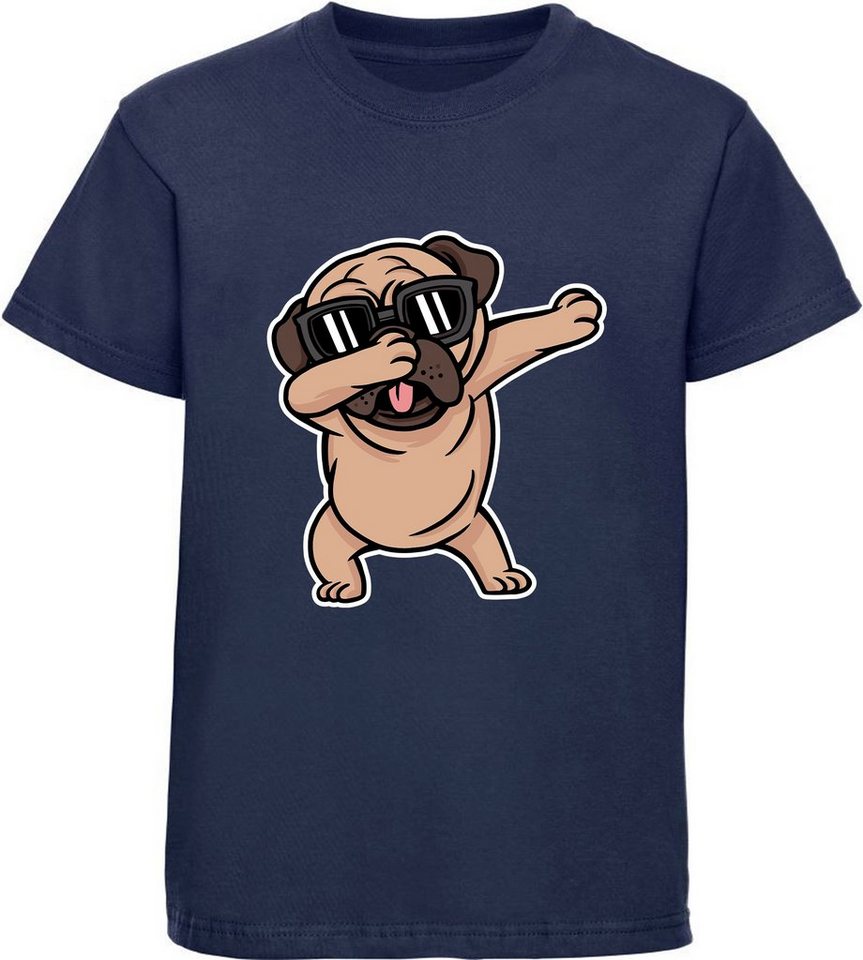 MyDesign24 Print-Shirt Kinder Hunde T-Shirt bedruckt - dab tanzender Hund Baumwollshirt mit Aufdruck, i238 von MyDesign24