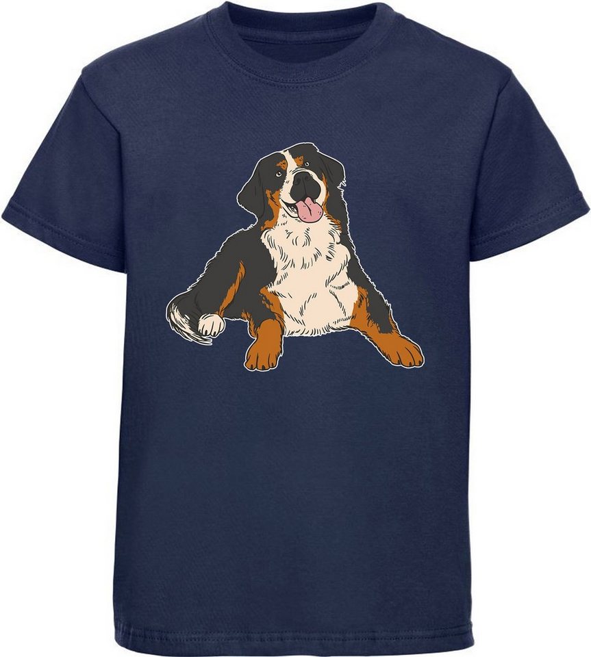 MyDesign24 Print-Shirt bedrucktes Kinder Hunde T-Shirt - Berner Sennen Hund liegend Baumwollshirt mit Aufdruck, i218 von MyDesign24