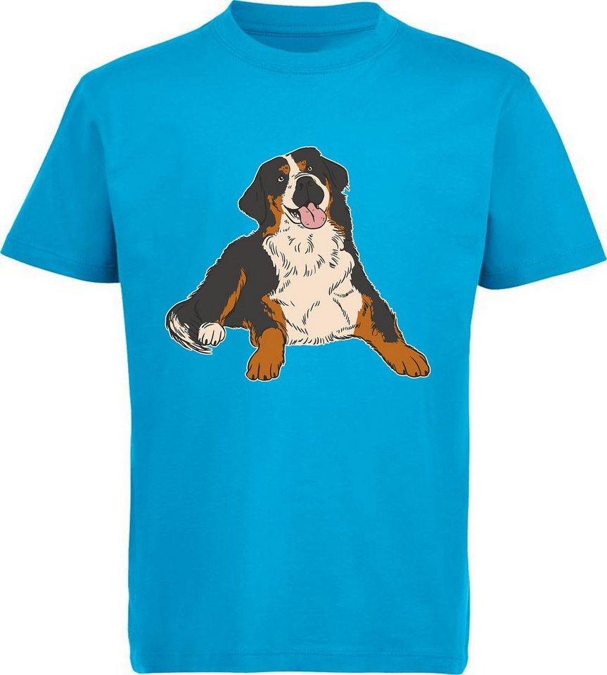 MyDesign24 Print-Shirt bedrucktes Kinder Hunde T-Shirt - Berner Sennen Hund liegend Baumwollshirt mit Aufdruck, i218 von MyDesign24