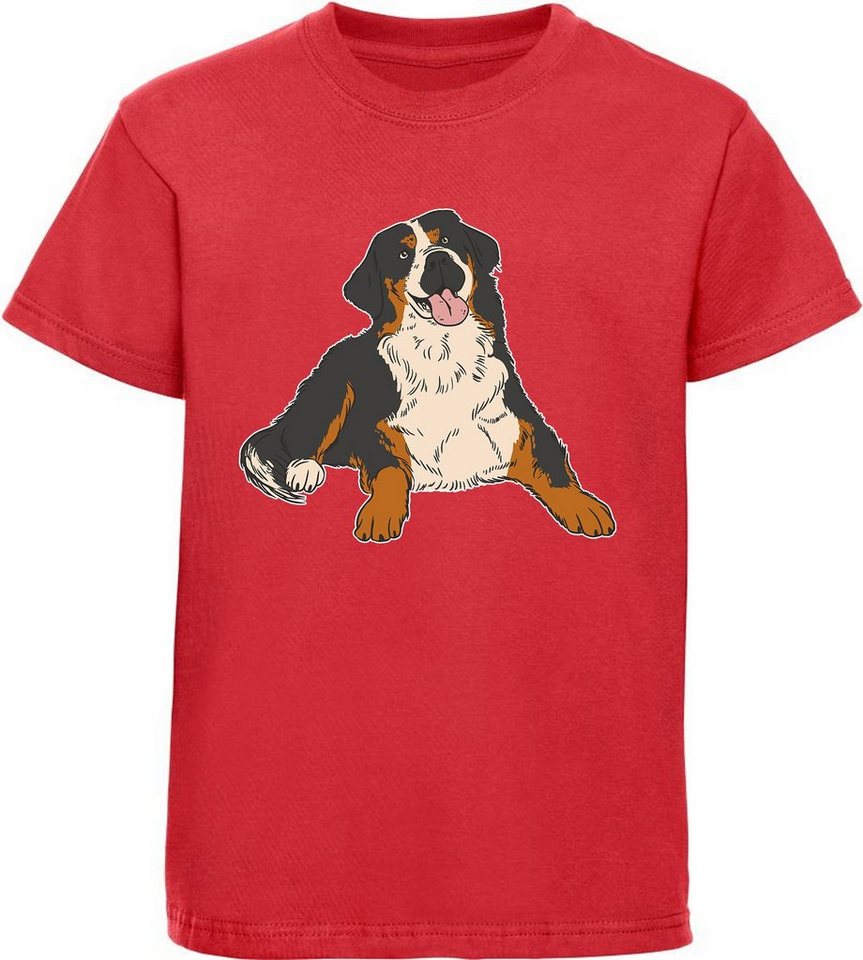 MyDesign24 Print-Shirt bedrucktes Kinder Hunde T-Shirt - Berner Sennen Hund liegend Baumwollshirt mit Aufdruck, i218 von MyDesign24