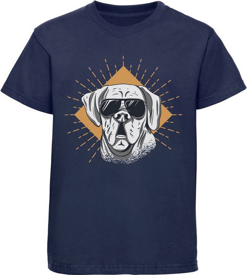 MyDesign24 Print-Shirt bedrucktes Kinder Hunde T-Shirt - Cooler Hund mit Sonnenbrille Baumwollshirt mit Aufdruck, i224 von MyDesign24