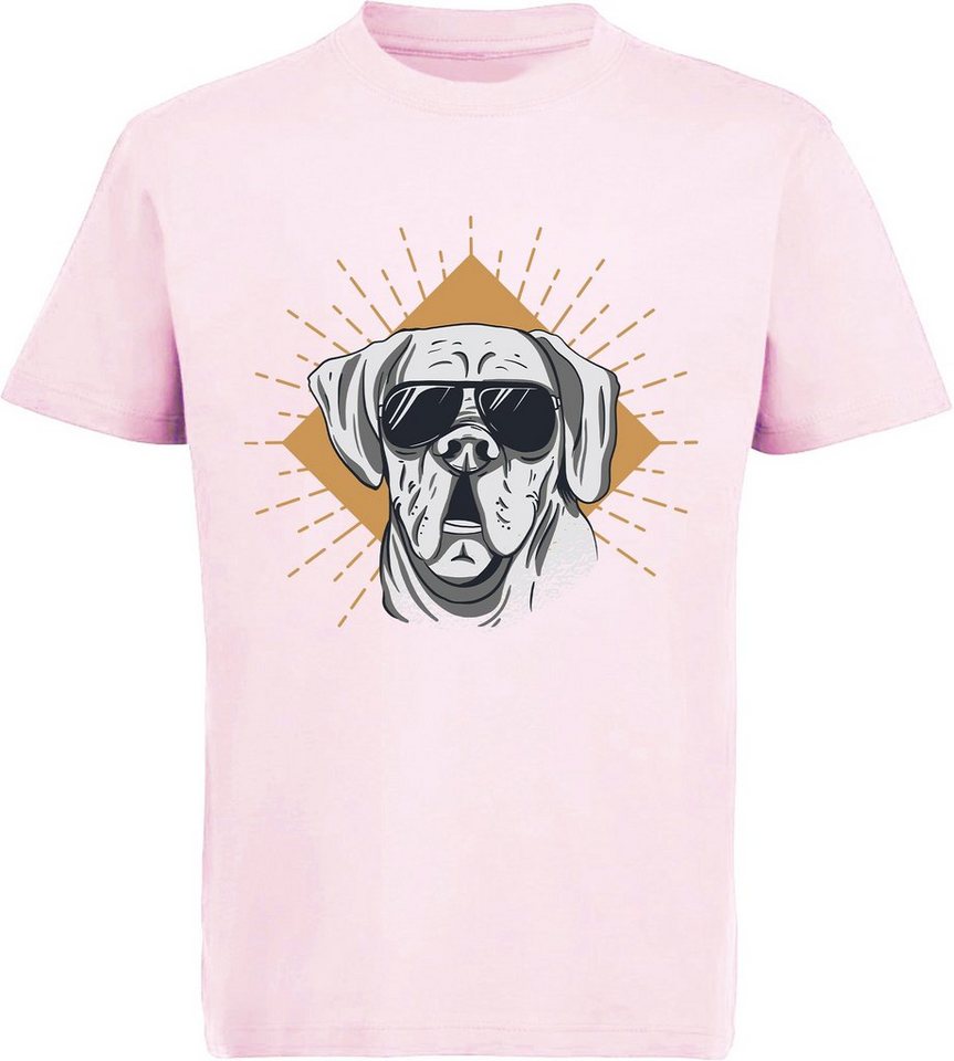 MyDesign24 Print-Shirt bedrucktes Kinder Hunde T-Shirt - Cooler Hund mit Sonnenbrille Baumwollshirt mit Aufdruck, i224 von MyDesign24