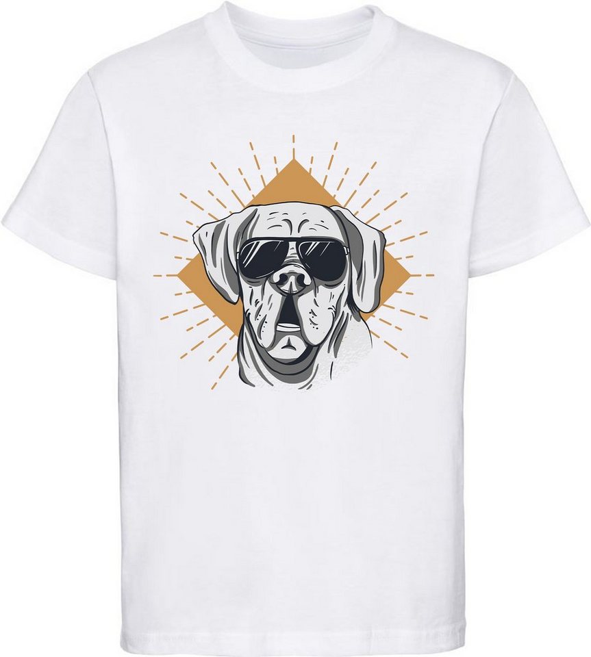MyDesign24 Print-Shirt bedrucktes Kinder Hunde T-Shirt - Cooler Hund mit Sonnenbrille Baumwollshirt mit Aufdruck, i224 von MyDesign24