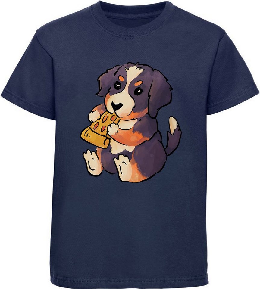 MyDesign24 Print-Shirt bedrucktes Kinder Hunde T-Shirt - Welpe mit Pizza Baumwollshirt mit Aufdruck, i219 von MyDesign24