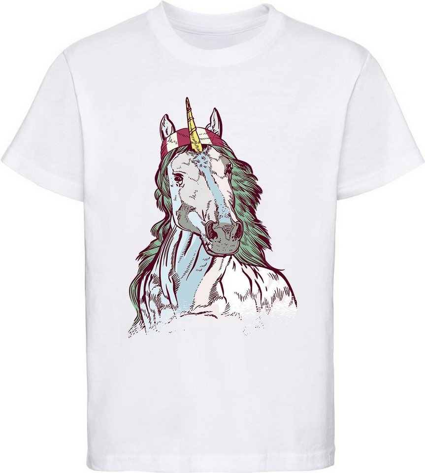 MyDesign24 Print-Shirt bedrucktes Kinder Mädchen Einhorn T-Shirt Baumwollshirt mit Aufdruck, i205 von MyDesign24