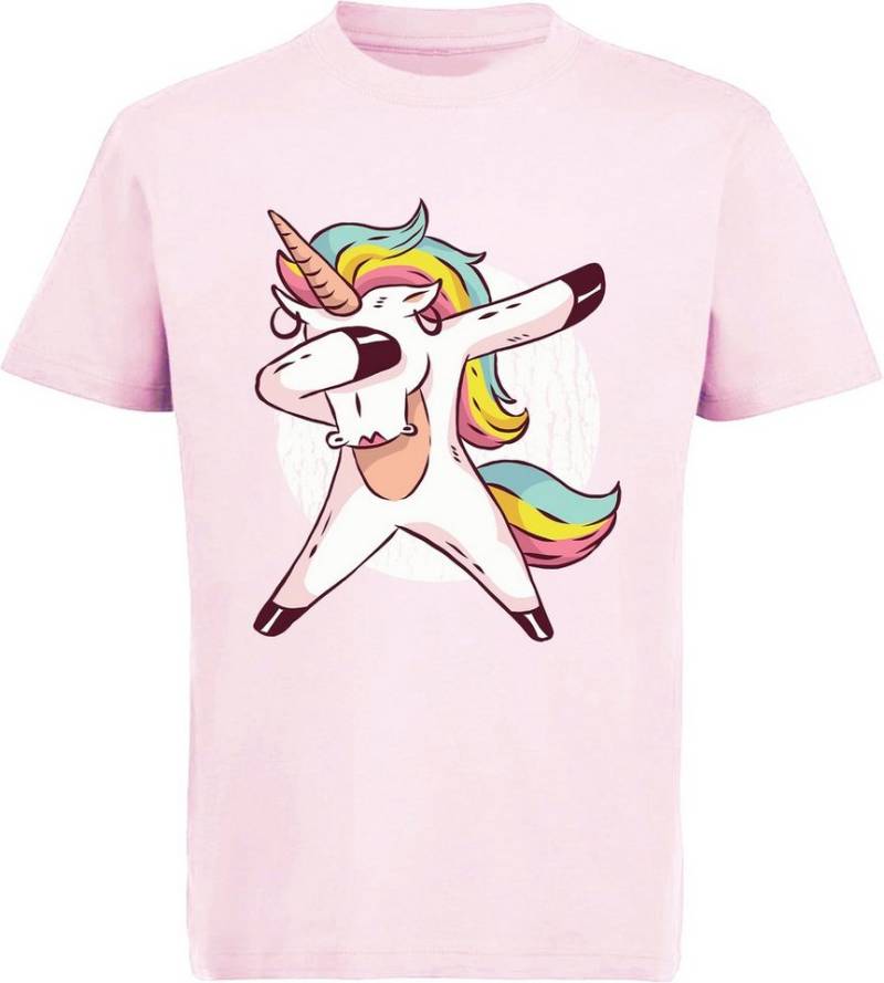 MyDesign24 Print-Shirt bedrucktes Kinder Mädchen Einhorn T-Shirt - dab Tanzmove Kurzarm Baumwollshirt mit Aufdruck i206 von MyDesign24